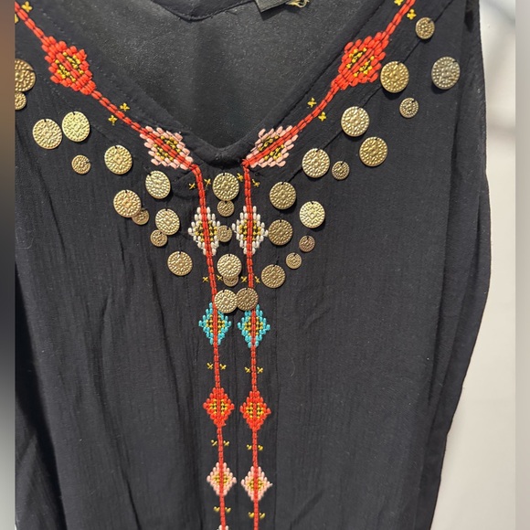 Cupio Black Asymmetrical Dress with Colorful Accents - Picture 3 of 5